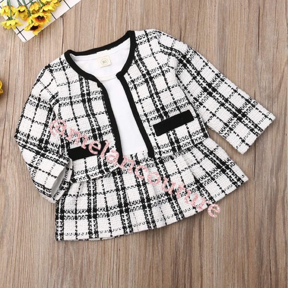 Toddler Girl Plaid Coat & Dress Matching Outfits - Picture 4 of 9